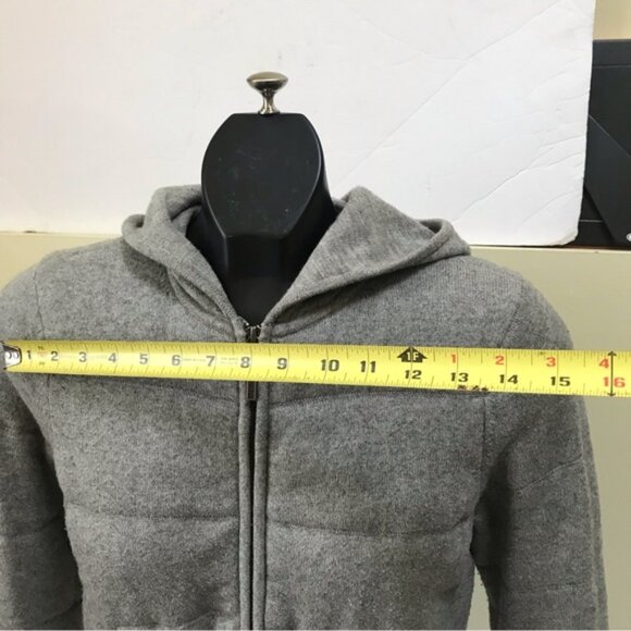 VINCE Quilted Cashmere Wool Hoodie Knit Jacket Puffy Cotton Sweater Zipper Cozy - Picture 14 of 16